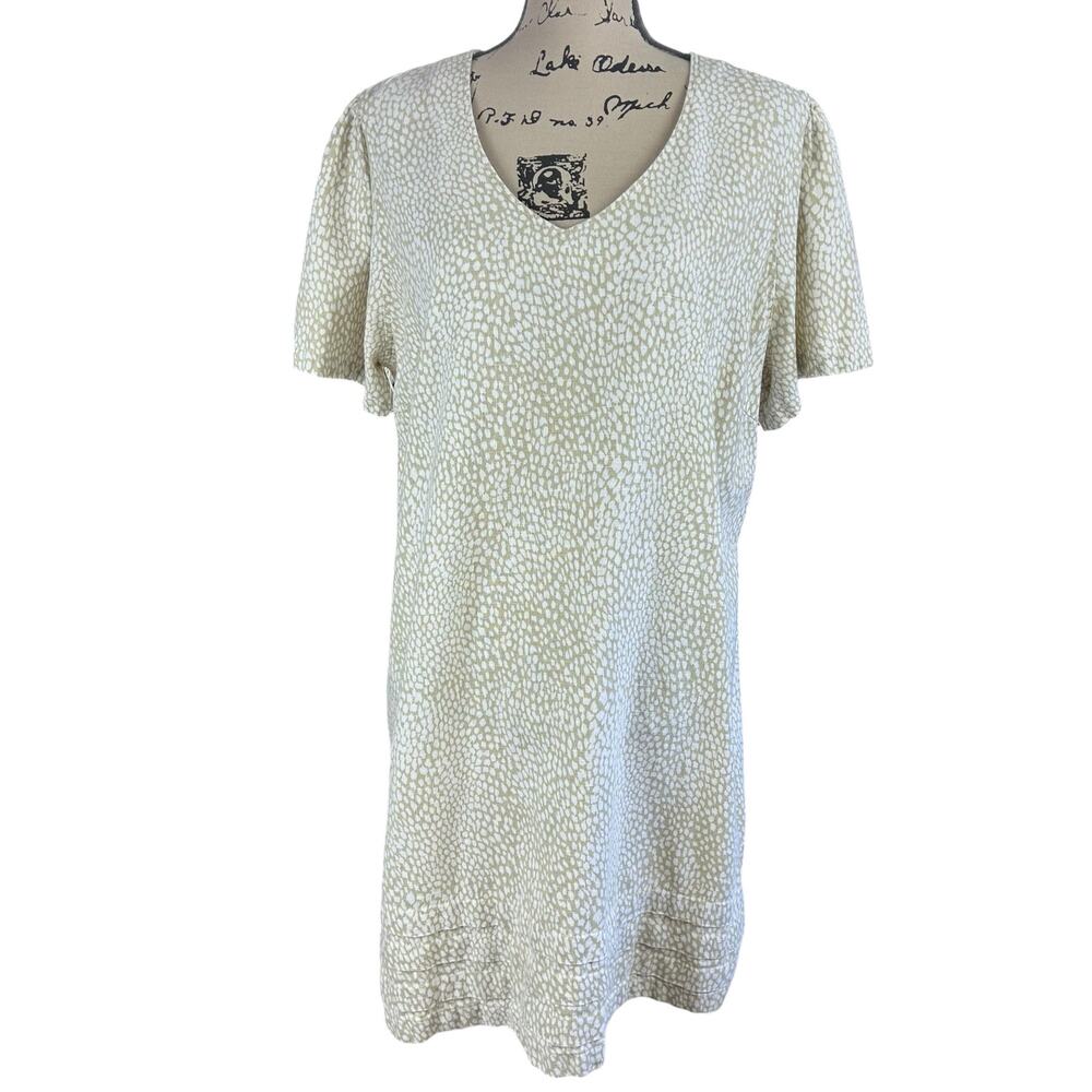 Nicole Miller Original Dress Size XXL Beige & White Pebble Dot Linen Blend Mini
